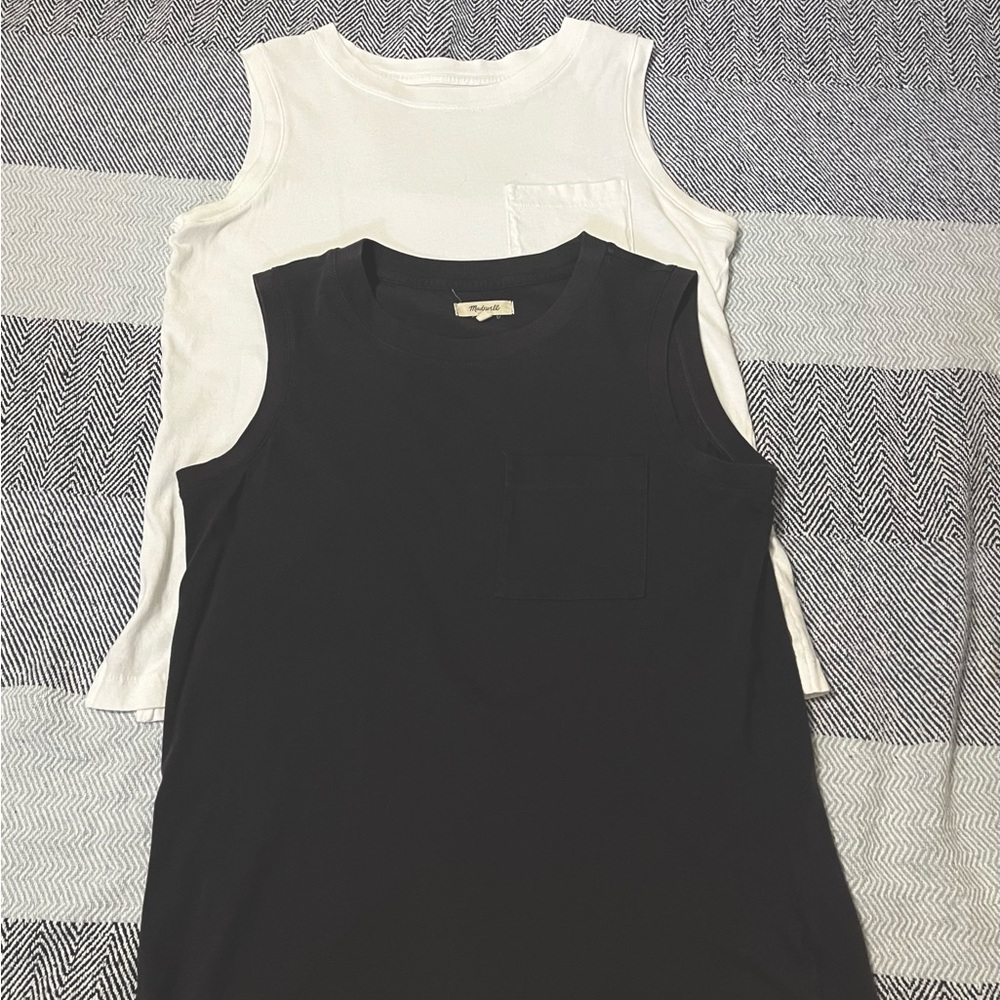 Madewell Grey and White tanks